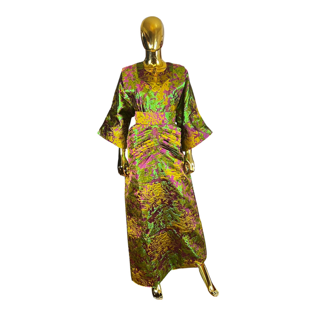 Tova Deluxe Metallic Brocade Dress